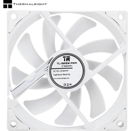 Thermalright 4PIN PWM 92x92x25MM CPU Computer Case Fan,Fluid Bearing,2700RPM Silent 9CM Cooler Master,Black ,White