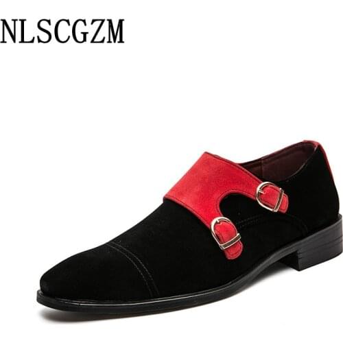 Business Suit Mens Dress Shoes Loafers Office 2021 Oxford Double Monk Strap Shoes Men Formal Slip on Shoes Men Zapatos De Hombre