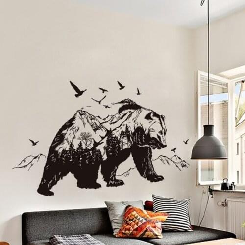 Creative Forest Bear Living Room Bedroom Paintings Wall Sticker Home Decoration Posters and Prints Wall Art Mural