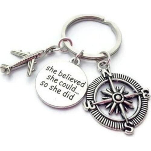 In 2021, She Believes That She Can Do It, So She Made A Separate Gift, Airplane Compass, A Fashion Keychain For Travel Lovers, A