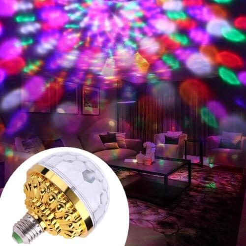E27 6W Rotating Crystal Ball RGB LED Stage Light Bulb Mini Lamp For Disco DJ Christmas Party Effective Lamp Bulb Party Light