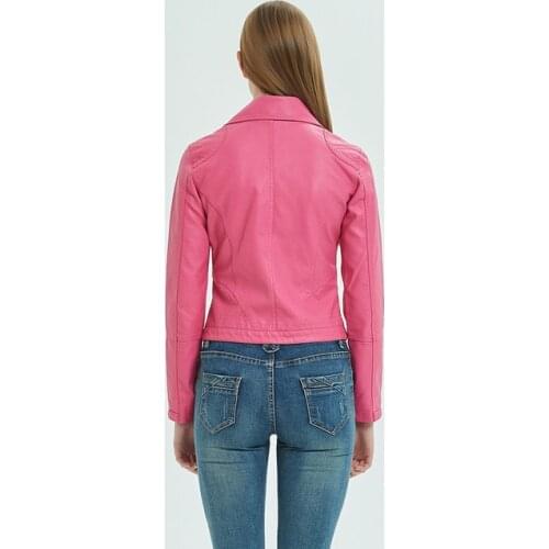 2020 Black Red Short Slim PU Coat Autumn Winter Soft Faux Leather Jacket Streetwear Casual Outwear Ladies Biker