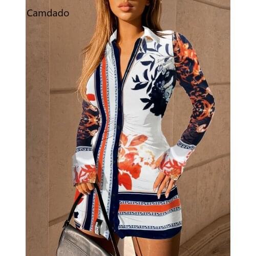 Autumn Women Shirt Dress Buttoned Bell Sleeve Slit Office Lady Outfits Turn-Down Collar Mini Club White Dress Vestidos 2021 New