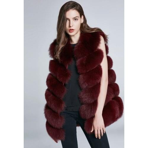 Natural fox fur vest sleeveless jacket fashion fur womens slim warm jacket ladies all-match fox fur jacket mid-length vest 2021