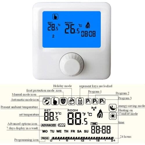 LCD Display Wall-hung Gas Boiler Thermostat Weekly Programmable Room Heating Digital Temperature Controller Thermostat