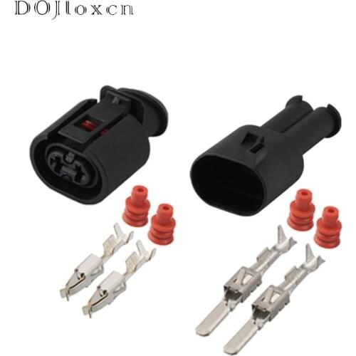 1/5/10/20/50 Sets 2 Pin Way Auto Male Female Waterproof Sensor Plug Sealed Cable Connector For VW Audi DJ70250-3.5-21 6N0927997