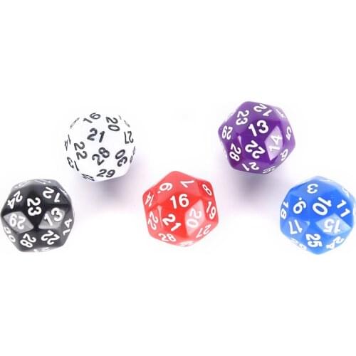 1Pc 30 sided Dice Plastic Cubes Dice 5 Colors white red purple blue black 25mm