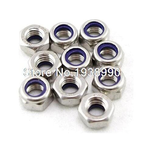 10) Metric M10 304 Stainless Steel Hex Head Nylon Insert Lock Jam Stop Nuts