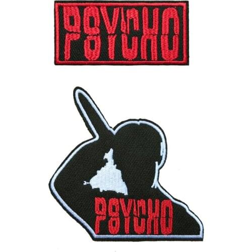 10 PCS Red Text Psycho Embroidered Iron On Patch, Horror Movie Biker Vest DIY Clothing Fabric Jacket DIY Accessories