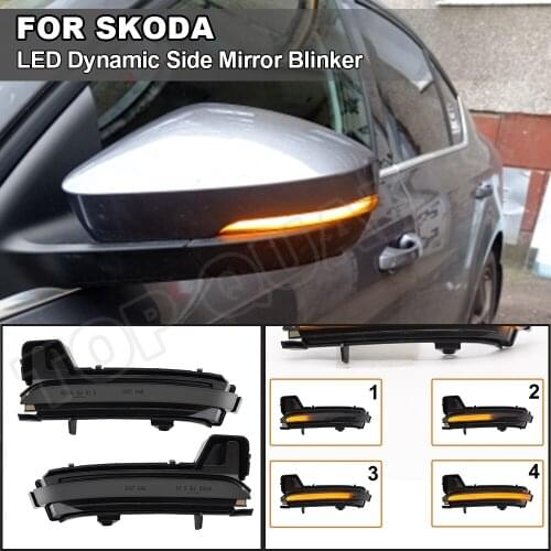 2Pcs Dynamic Sequential Flowing LED Turn Signal Side Wing Mirror Light Blinker Lamp For Skoda Kodiaq 2016- Karoq 2017 2018 2019