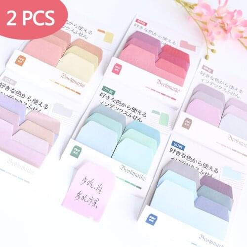 2 PCST Kawaii Sticky Notes 60 sheets adhesive notepad Stationery Memo pad Bookmarks Stickers in notebook