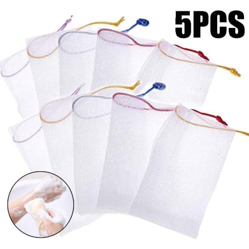 5/1PCS Soap Foaming Net Body Wash Bubble Mesh Bag Portable Hangable Handmade Soap Saver Bag Cleansing Delicate Foam Network