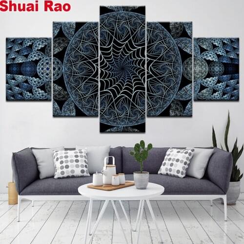 5 piece Abstract blue mandala diamond painting Full square Drill embroidery cross stitch flower mosaic painting by diamonds