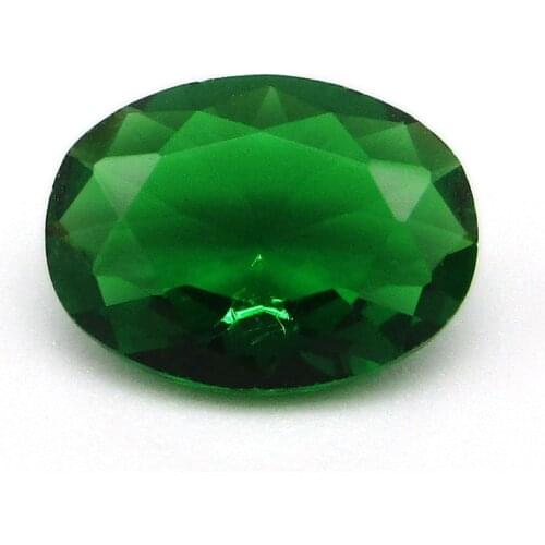 50pcs 2x3~13x18mm Oval Cut Loose Green Glass Stone Synthetic Gems Beads For Jewelry