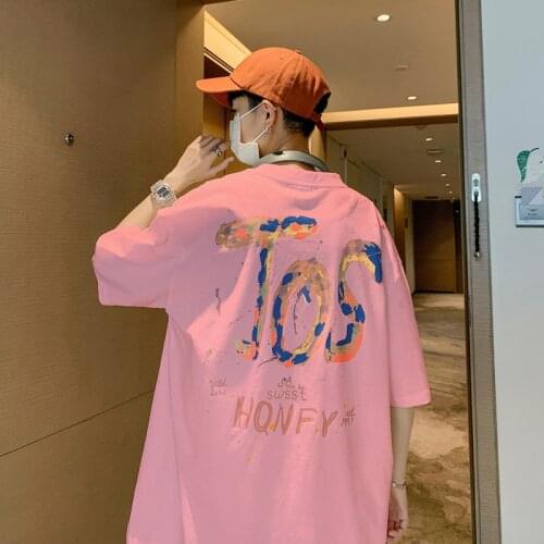 6 Colors Fashion Brand Men Splash-ink T-Shirt Summer New Mens Colored Letters Tee Shirt Tops Half Sleeve T Shirts Male S-2XL