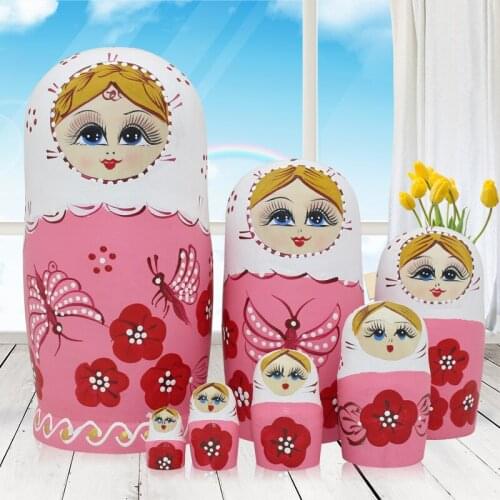 7 Layers/set 20cm Baby Toy Nesting Dolls Wooden Russian Dolls Basswood Pyrography Matryoshka Doll Kids Gift Wood Toys