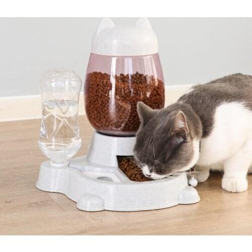 2.2L Pet Dog Cat Automatic Feeder Bowl for Dogs Drinking Water 528ml Bottle Kitten Bowls Slow Food Feeding Container Supplies