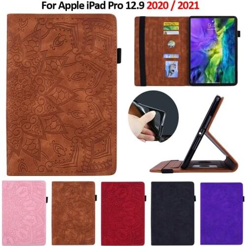 Case for iPad Pro 12 9 Case 2021 2020 Embossed PU Leather Wallet Tablet Funda for iPad Pro 12.9 2021 2020 Case Cover Coque