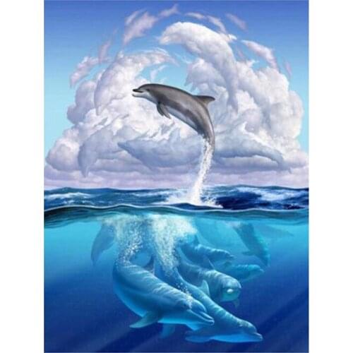 Dolphins new 3D DIY Diamond Painting Cross Stitch Crystal Needlework Diamond Embroidery Full Diamond Decorative