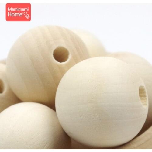 Wooden teether large beads 40mm Unpainted natural wooden balls for handicraft chain/knit/Painting DIY craft teether wooden blank