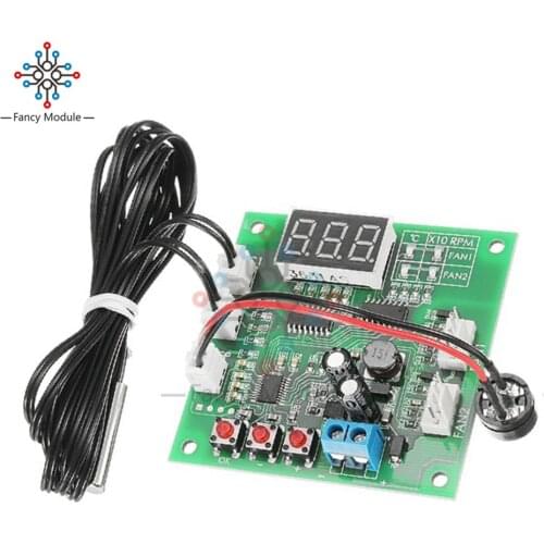 Two Way Heat Dissipation PWM Four Wires Fan Temperature Controller 12V/24V/48V Temperature Speed Display Stop Alarm Board