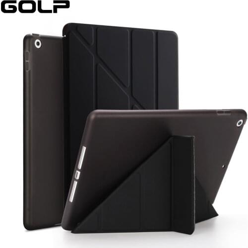 GOLP Flip Cover for iPad Pro 12.9 case PU Leather Transparent PC Back Tablet Smart cover for iPad Pro 12.9" 2020 2018 2017 2016