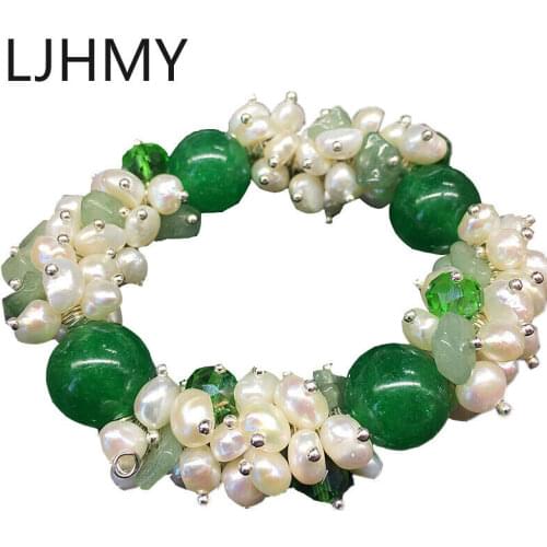 Stone White Pearl Beaded Boho Chunky Statement Bracelets Elastic Gifts for Women Stone Bracelet Jewelry
