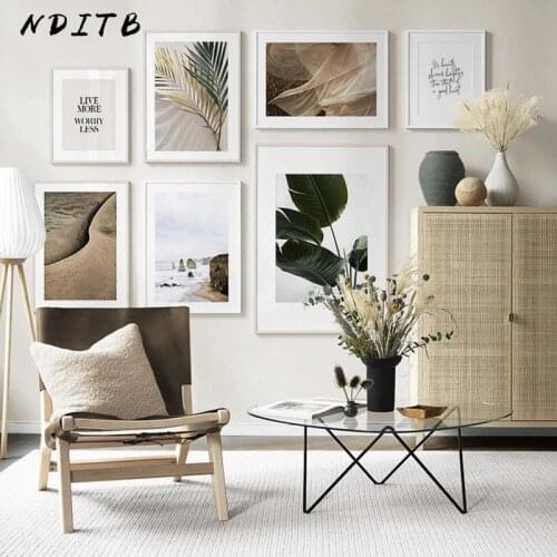 Canvas Painting Vintage Palm Leaf Landscape Poster Quotes Nordic Art Print Modern Scandinavian Wall Picture Living Room Decor