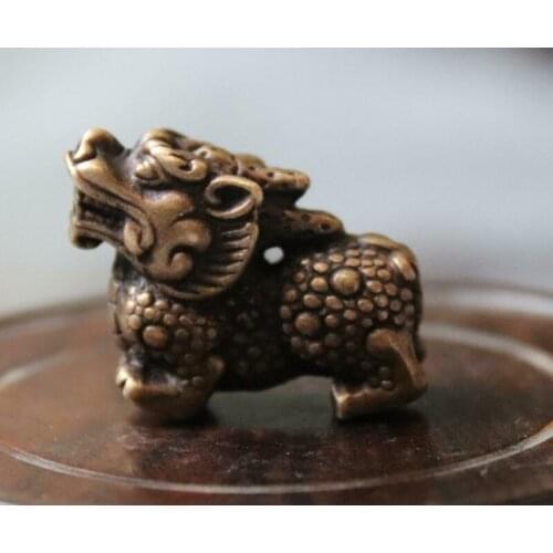 China Feng Shui Bronze Copper Fu Foo Dog Lion Kirin Kylin Unicor Beast Statue