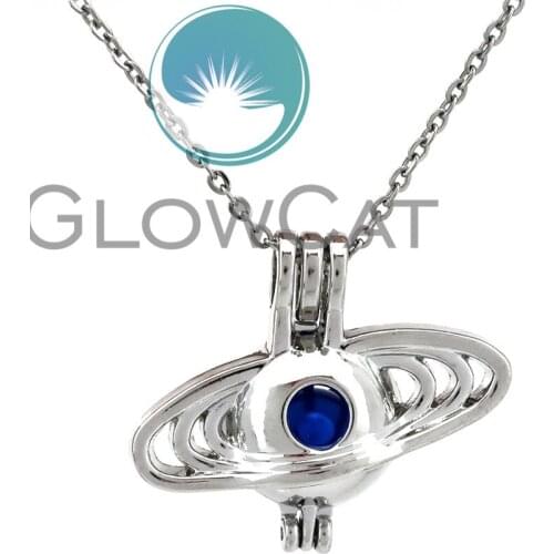 KK752 Universe Solar System Planets Beads Stone Cage Locket Pendant Perfume Essential Oil Diffuser Pearl Cage Necklace