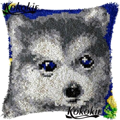 Embroidery thread latch hook rug kits printed Patchwork Pillowcase Cross-stitch Needlework wolf 3d carpet