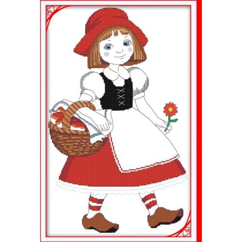 A lovable little girl cross stitch kit aida 14ct 11ct count print canvas stitches embroidery DIY handmade