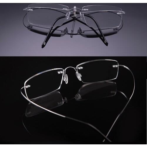 Titanium Alloy Ultralight Reading Glasses Women Men Rectangle Rimless Commercial Anti Blu Anti Fatigue +0.75 to +4