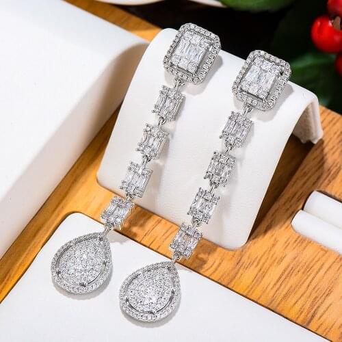 GODKI New Trendy Fashion Drop Earrings For Women Wedding Cubic Zirconia Dubai Bridal Earrings Costume Jewelry Gift Summer Party