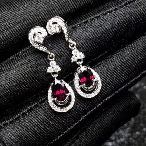 Natural garnet stud earrings, 925 silver exquisite craftsmanship, hot style, tassel shape, special sale