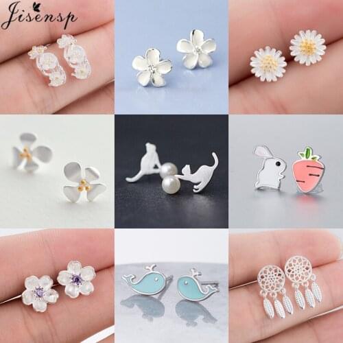 Minimalist Cartoon Animal Earrings for Women Kids Fashion Daisy Flower Earing Small Pearl Cat Whale Ear Studs Piercing Jewelry
