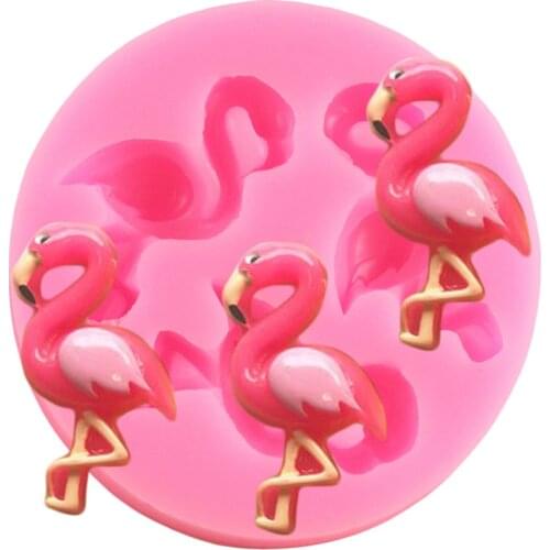 Flamingos Silicone Molds Baby Birthday Cupcake Topper Fondant Cake Decorating Tools Candy Resin Clay Chocolate Gumpaste Moulds