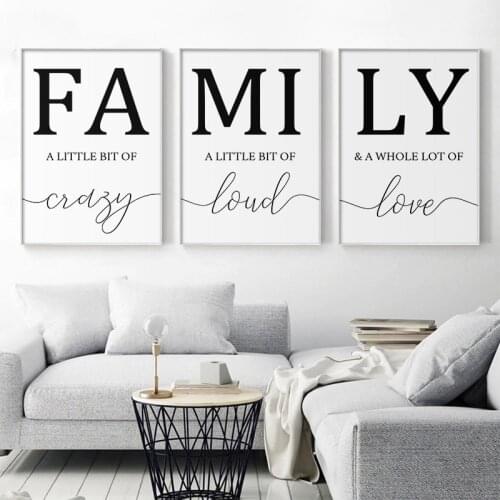Nordic Minimalist Posters and Prints Family sign Wall Art Picture Family Quote Words Spelling combination Home Decor