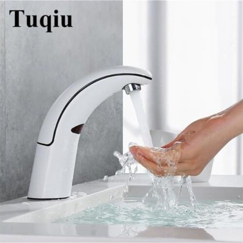 ABS Bathroom Sink Faucet Basin Faucet Automatic Sense Mixer Touch Free Sense white Faucet Automatic Hands Tap fashion