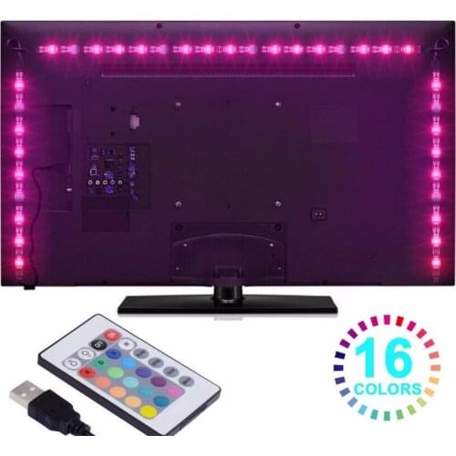 Easy USB Power with RGB Colors IR or RF Remote Controller LED Strip Xmas Decor for TV Background Lighting Waterproof Selectable