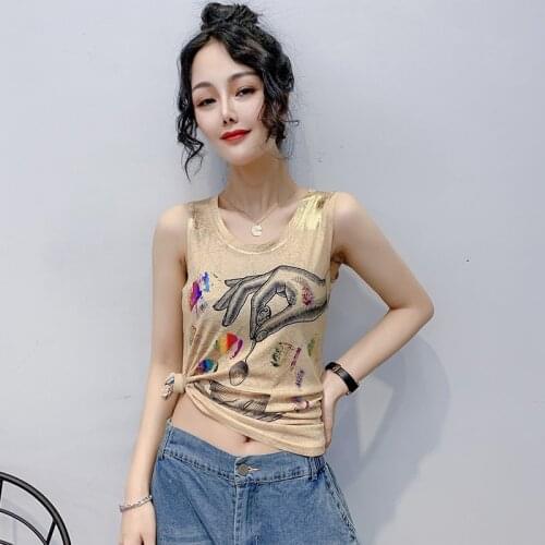 Vest Women Top 2020 Printed Tank Female Creativity camisole Base sleeveless fashion vests summer Bronzing shirts O-neck Tops New