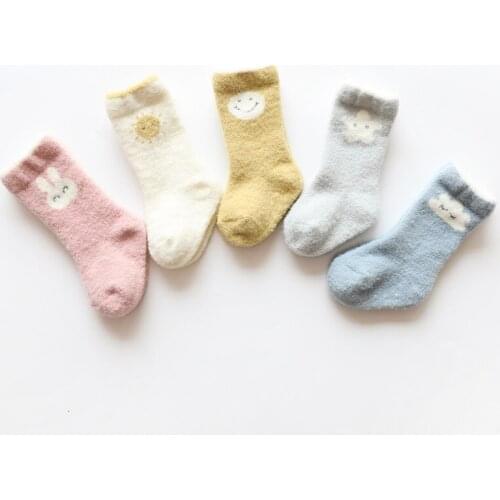 Winter Baby Socks With Rubber Sole Non-slip Coral Fleece Socks Toddler Boy Girls Floor Socks Infant Clothing Accessories Thicken
