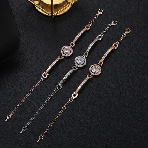 1@# Fashion Personality Noble Rhinestone Charm Bracelets Golden Rose Gold Married Bracelet Women Fashion Jewelry 2019