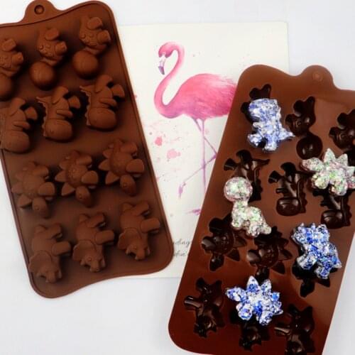 1 PC DIY Silicone Chocolate Mold Dinosaur Mold Animal Cake Biscuit Mold Baking Flip Sugar Candy Silicone Mold Baking Tool