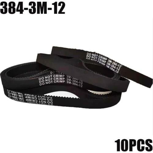 10Pc 384-3M-12 Electric Scooter Drive Belt 3mm Pitch 384mm Length 128 Teeth 12mm Width Rubber Samll Backlash Printer Timing Belt