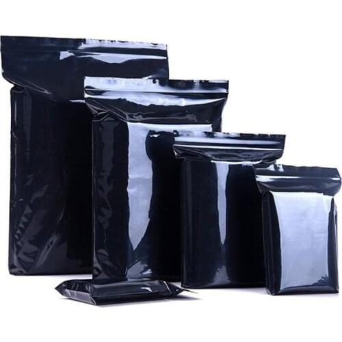 100Pcs Black Opaque Zip Lock Storage Packaging Bags Self Seal Zipper Packing Pouches Resealable Ziplock Sundries Package Bags