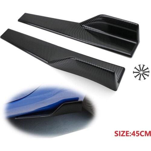 2Pcs 45cm/17.7Inch Carbon Fiber Pattern PP Universal Rear Side Skirt Winglets Diffusers for Car Truck SUV