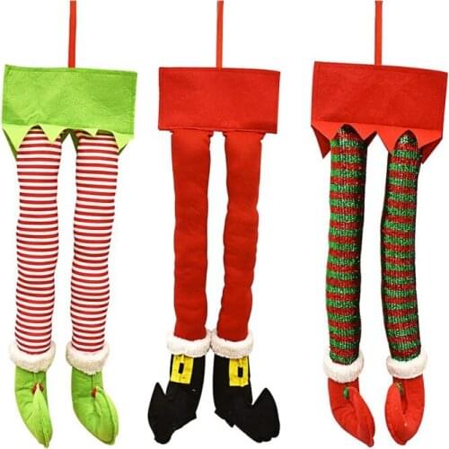 2020 Gift Boutique Christmas Santa And Elf Legs Plush Stuffed Feet With Shoes Stuck In Christmas Tree New Year Decor