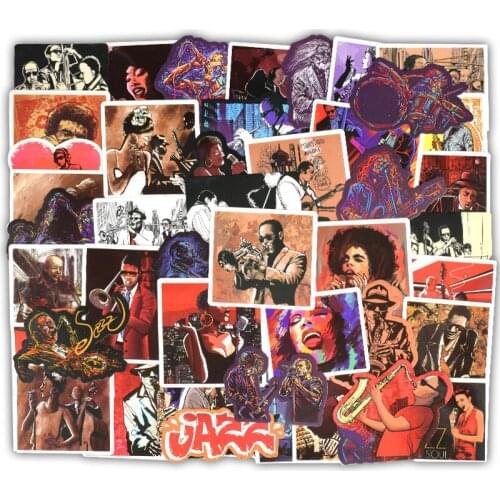 50 PCS Jazz Blues Stickers Rock Music Singing Graffiti Sticker To DIY Musical Instrument Car Laptop Guitar Suitcase F4
