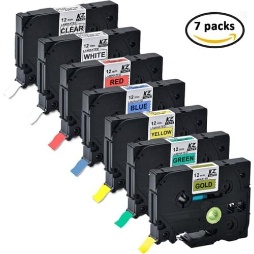 7pcs TZe-131 tze231 tz431 tze531 tze631 TZe-731 tze831 12mm laminated label tape tze-231 brother P touch Pt-h105 Pt-h110 Pt-d210
